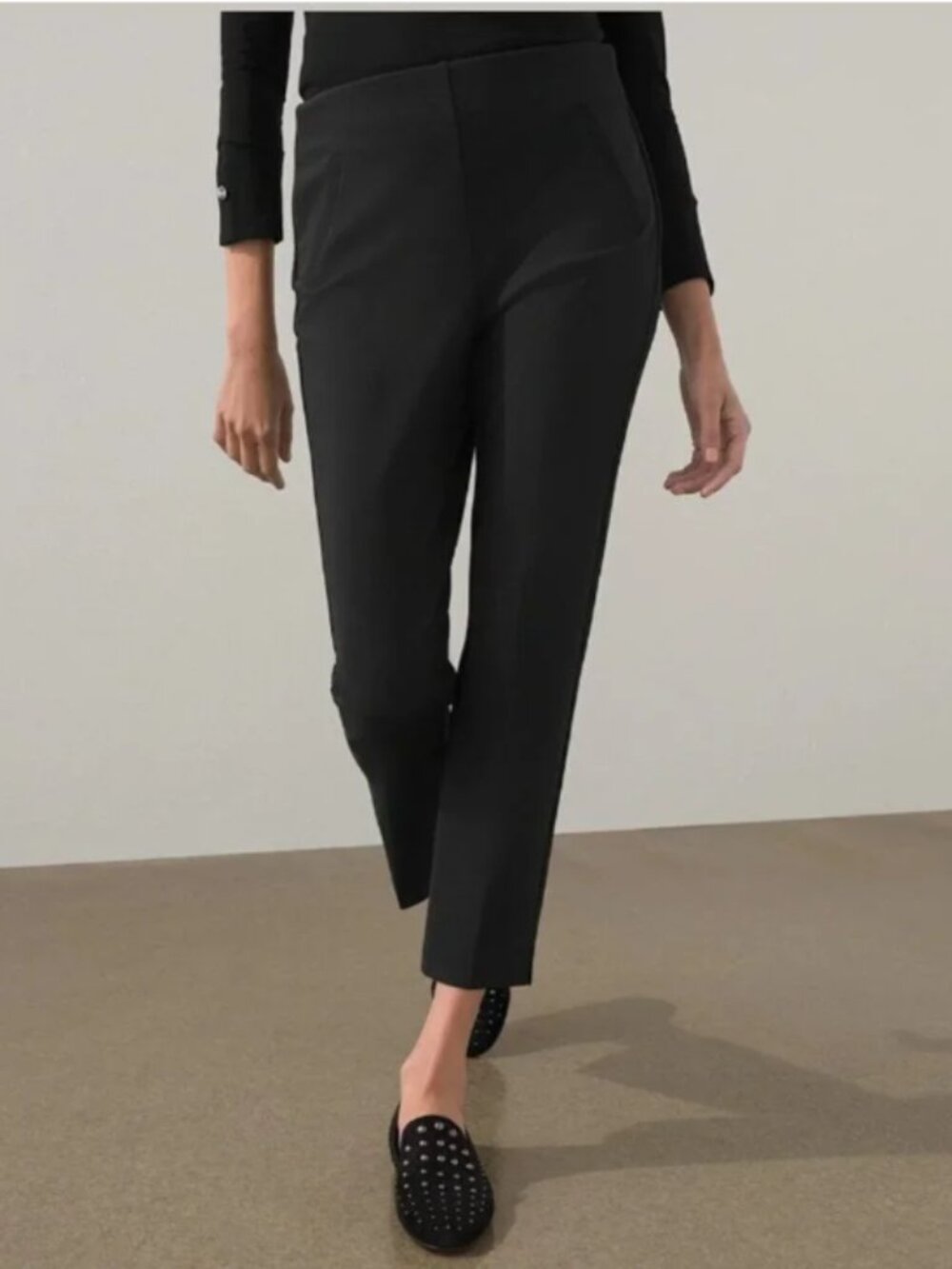 Chico's Black Juliet So Slimming 360 Side Vent Ankle Pants Size 3 (16)